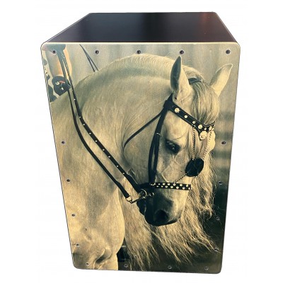 Cajón Flamenco Caballo Blanco con Medallón