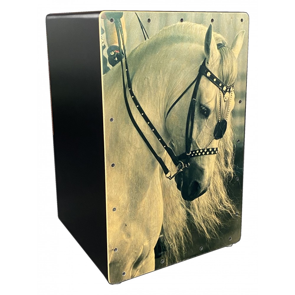 Cajón Flamenco Caballo Blanco con Medallón