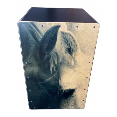 Cajón Flamenco Caballo Nergro y blanco