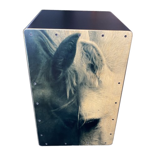 Cajón Flamenco Caballo Nergro y blanco