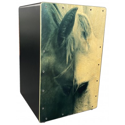 Cajón Flamenco Caballo Nergro y blanco