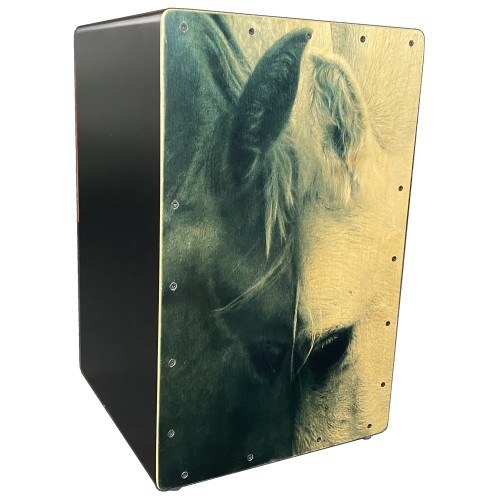 Cajón Flamenco Caballo Nergro y blanco