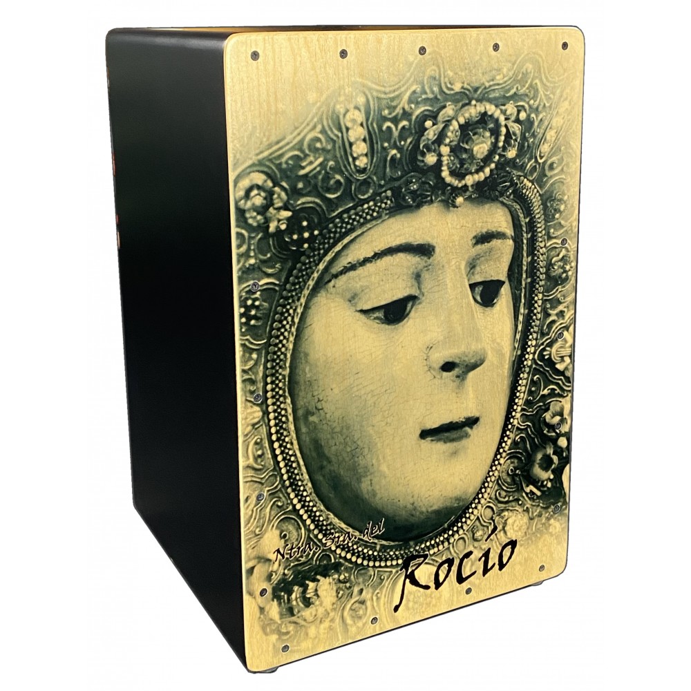 Cajón Flamenco Virgen del Rocío en Blanco y Negro