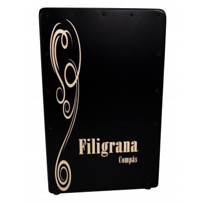 Cajón Flamenco Filigrana Compas Tapa Negra