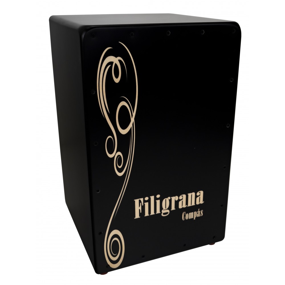 Cajón Flamenco Filigrana Compas Tapa Negra